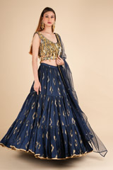 3 Tier Navy Blue Lehenga2366 video